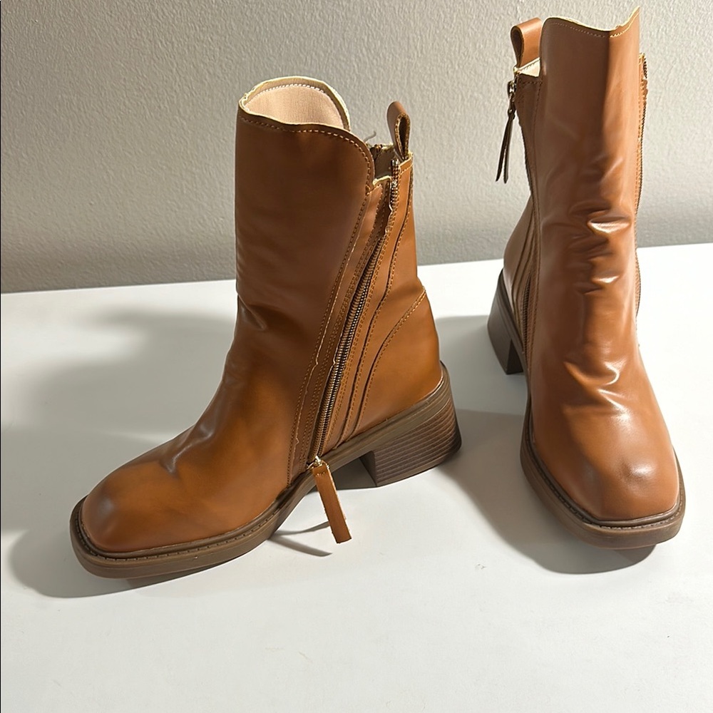 Tan Leather Ankle Boots